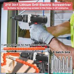 3in1 Multifuctional Electric Drill Handheld Lithium Screwdriver 21V Impact Drill Brushed Motor 2 Speeds Control Stepless Speed