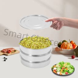 3 Pcs Seed Sprouting Kit Stainless Steel Sprouts Growing Tray Seed Sprouting Round Sliver For Beans Peas