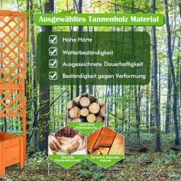 Flower Box with Wooden Trellis, Planter Box for Climbing Plants, Raised Bed with Trellis & Drainage Hole,Orange