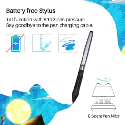 HUION HS610 Graphics Drawing Tablets Digital Battery-Free Pen Tablet Android Phone Tablet with Tilt OTG for Windows Mac OS