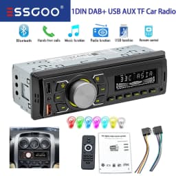 ESSGOO 1DIN DAB+ Universal 12V - 14 Car HD Radio RDS AM FM Double USB Handsfree TF SD AUX-IN Bluetooth 5.0 With Remote Control
