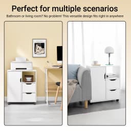 Sobuy Fbt105-W Printer Cart with 2 Drawers & 1 Door File Cabinet Rolling Container Office Cart Side Cart Office Container White