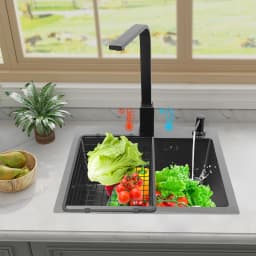 45x40cm 201 Stainless Steel Large Capacity Kitchen Sink Stainless Steel rustproof Sink Faucet with Drains Black
