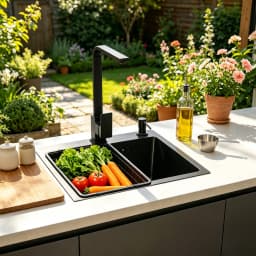 45x40cm 201 Stainless Steel Large Capacity Kitchen Sink Stainless Steel rustproof Sink Faucet with Drains Black