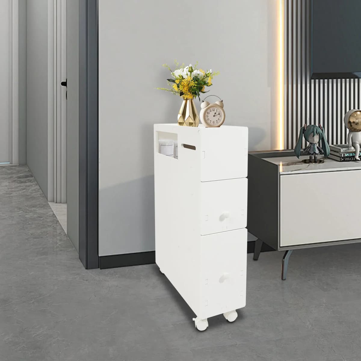 Bathroom Cabinet Narrow Bathroom Shelf Rolling Container Storage Cabinets