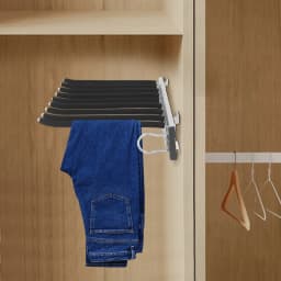 9 Arms Pull Out Trousers Rack Retractable Right Installation Closet Pants Scarves Telescopic Slide Rail Hanger