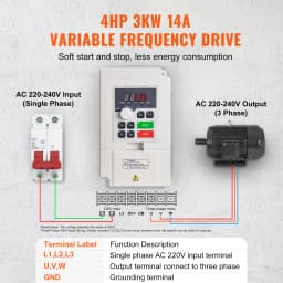 SucceBuy VFD Inverter 3KW/4KW/5.5KW Variable Frequency Drive 50/60Hz Input 0-2000Hz Output VFD for Spindle Motor Speed Control