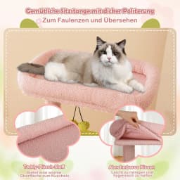 148 cm Cat Scratching Post, Flower Theme, Multi-Tier Cat Tree with Cat Cave, Hammock, Sisal Posts, Scratching Board, Ball