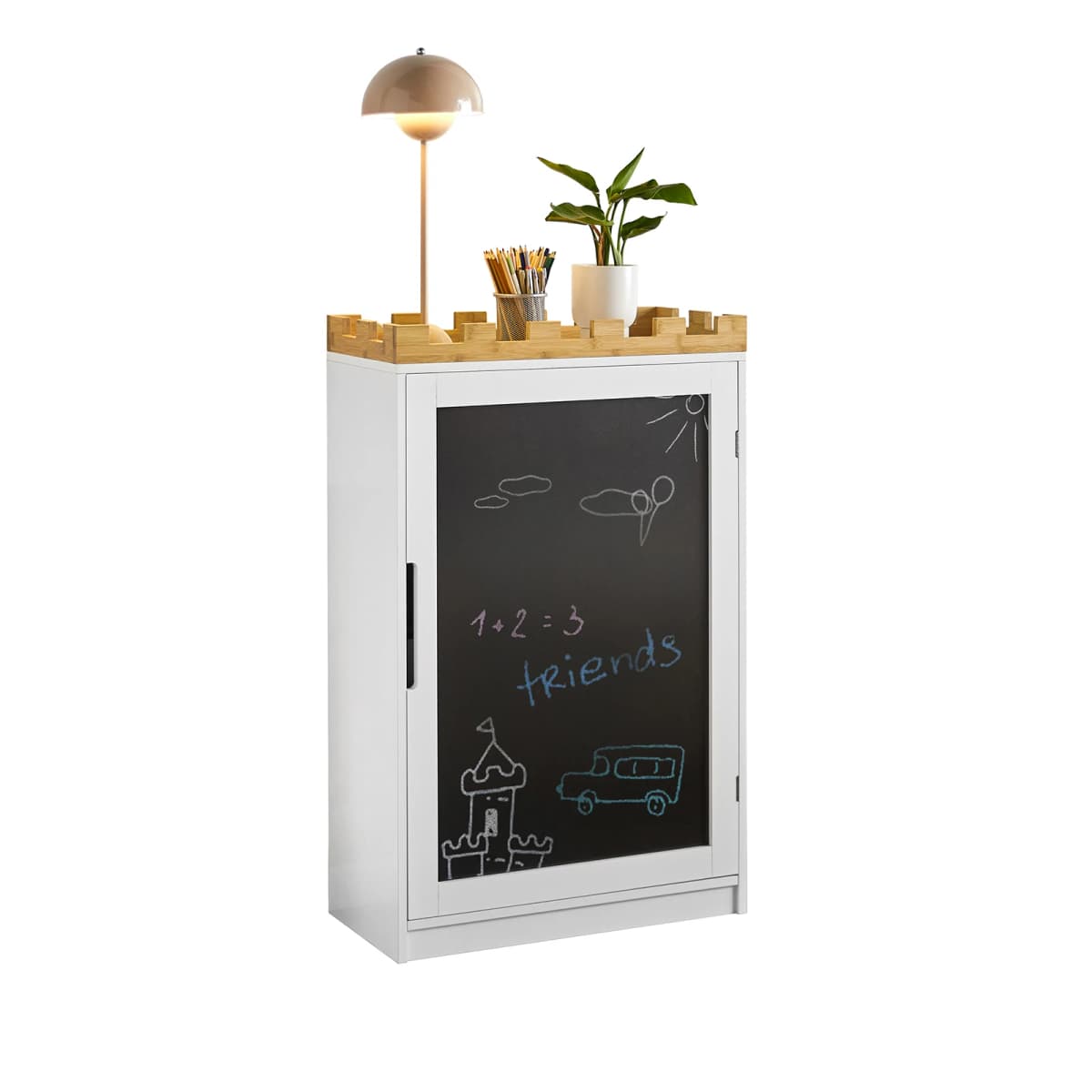 SoBuy KMB43-W children's dresser children's shelf with blackboard children's bookshelf toys shelf storage s wardrobe for children