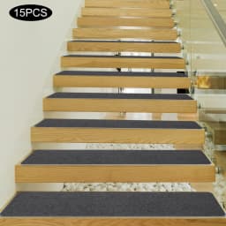 15PCS Self Adhesive Stair Carpets Non-Slip Noise Reduction Soft Mats for Home Office Hotel Stairs 20x76cm