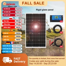 DOKIO 18V 100W Solar Panels/100W Monocrystalline Kit 100 Watt Photovoltaic Waterproof Cell Panel For RV/Home/12V Battery