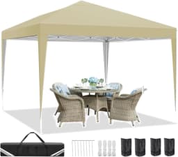 3x3m Popup Pavilion Waterproof Beer Tent Foldable Canopy without sidewall,3Height Adjustable,Party Tent For Garden,Beach,Markets