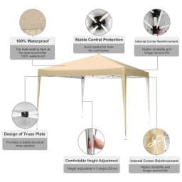 3x3m Popup Pavilion Waterproof Beer Tent Foldable Canopy without sidewall,3Height Adjustable,Party Tent For Garden,Beach,Markets