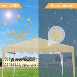 3x3m Popup Pavilion Waterproof Beer Tent Foldable Canopy without sidewall,3Height Adjustable,Party Tent For Garden,Beach,Markets