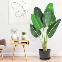 2pcs Artificial Tree Bird of Paradise 120cm Fake Banana Leaf Plant Faux Potted Tree for Home Indoor Outdoor Office Decor