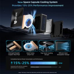 Bmax B9 Power Barebone Mini PC Intel Core I9-12900H 14 Cores up to 5.0GHz 24GB RAM 1TB SSD WiFi 6 Bluetooth 5.2 mini pc