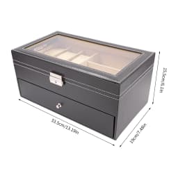 Watch Box, Display Watch and Sunglasses Jewellery Box, 6 Watch Box Jewellery Case and 9 Slots Sunglasses Organiser, Glasses Case