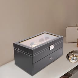 Watch Box, Display Watch and Sunglasses Jewellery Box, 6 Watch Box Jewellery Case and 9 Slots Sunglasses Organiser, Glasses Case