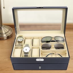 Watch Box, Display Watch and Sunglasses Jewellery Box, 6 Watch Box Jewellery Case and 9 Slots Sunglasses Organiser, Glasses Case