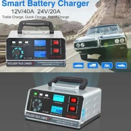 400W 40A Car Smart Battery Charger 12V/24V Automotive Battery Charger Trickle Smart Pulse Repair For Car Truck Boat Motorcycle