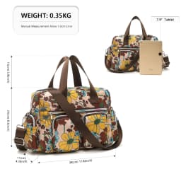 KONO Floral Light WOMEN'S handbag waterproof Large Multi Functional shoulder bag for Work Shopping Travel