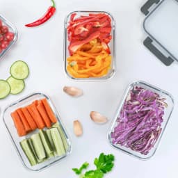 4 Pieces Rectangular Borosilicate, Microwave-Safe Rectangular Container, Microwave Safe Borosilicate Glass Containers,Available in 200ml, 370ml, 640ml, and 1000ml
