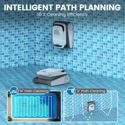 AIRROBO PC10 Robot Pool Cleaner, Wireless Automatic Wall and Floor Cleaning,Route Planning, Cleaning Mode Selection
