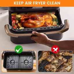 (No Machine) 3Pcs Air Fryer Liners Silicone Pad Tray for Ninja Flex Drawer AF500UK, 5.2L + 10.4L, Kitchen Air Fryer Accessories