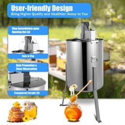 Electric Honey Extractor 10Kg Stainless Steel Beekeeping Extraction 4 Frame Honeycomb Spinner Crank Honey Centrifuge 270rpm