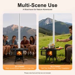 Foldable Wood Burning Camping Stove with Chimney Portable Stainless Steel Stove for Outdoor Cooking Fishing Backpacking Heating