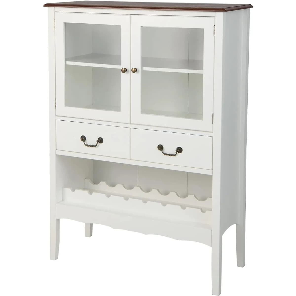 Sideboard, Storage Cabinet with Wine Rack, Anti-tilt Unit for Dining Room and Living Room, 90 x 40 x 126.5 CM, White