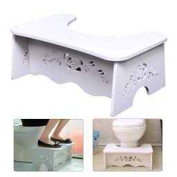 47x27.5x17.5cm White Toilet Aid Stool MDF Toilet Chair Easy to Assemble for ANY Standard Toilet or Bathroom