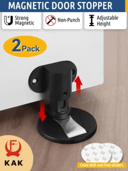 KAK 2PCS Adjustable Door Stop Punch-free Magnetic Anti-collision Door Stopper Invisible Floor Door Stop Wall Protect Hardware