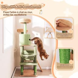 Green Cactus Cat Tree 152cm with 2 perches, sisal scratching post, ramp, washable cushionsActivity tree suitable for cats