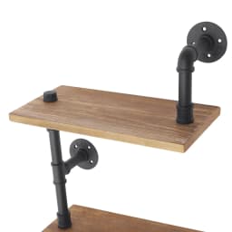 3-Shelves Vintage Industrial Pipe Wall Shelf Bracket Wooden Bookshelf Kitchen Shelf Brown Wall Mounted Pipe Design Bookcases