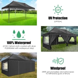 3x6m Folding Gazebo Party Tent Pop Up Canopy Garden Gazebo With 6 Side Wall 4 Sandbags For Weddings Backyard Market Event Tents