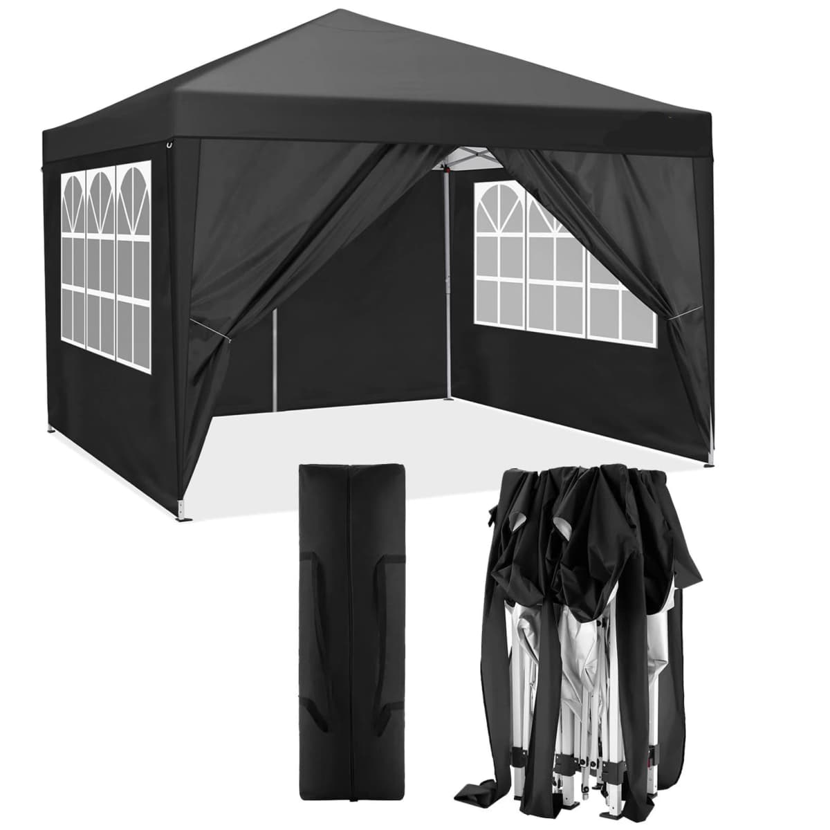 3x3m Folding Canopy Pop Up Gazebo With 4 Sidewall Party Tent For Wedding Backyard WaterproofCanopy Outdoor Commercial Event Tent
