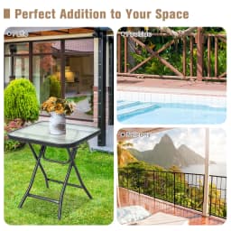 Patio Folding Square Glass Side Table Bistro Coffee Table Plant Stand