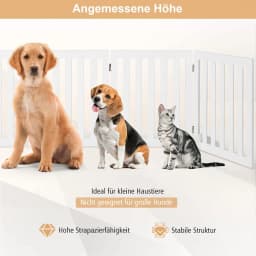 60cm 5 Panels Expandable Pet Gate, Freestanding Wooden Fence with 2 Support Feet,360° Rotatable Hinges, Folding Barrier ,White