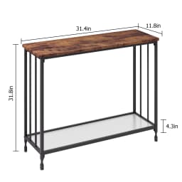 Narrow Entryway Console Table with Glass Shelf and Metal Frame Behind Couch Table Industrial Hallway Table for Living Room Foyer