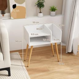 Set of 2 Bedside Tables with Open Compartment, Sofa Table with Metal Support Legs, Bedside Table for Bedroom