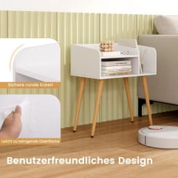 Set of 2 Bedside Tables with Open Compartment, Sofa Table with Metal Support Legs, Bedside Table for Bedroom