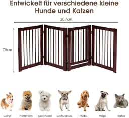 Safety Gate Barrier Dog Gate Security Grille Pet Gate Folding Wooden Protection Ladder (203 x 76 x 1,8cm)