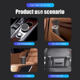 Cup Holder Garbage Can, 800ml Car Cup Trash Can, Washable Small Leakproof Lid Press To Open Trash Cup For Store Rubbish