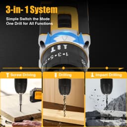 Jemi Tool 12v/21v Cordless Electric Drill Set, 45Nm Impact Drill, 25+3 Torque Setting, with 45 Optional Accessories