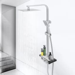 Wall Mounted Shower Set for Bathroom Modern Silver Ceramic Valve Shower Top Spray Handheld Spray Faucet