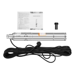 0.25KW 3 Inch Deep Well Pump Screw Pump Stainless Steel Submersible Water Pump Electric with 20m Cable, 1600L/H 2850RPM 220-240V