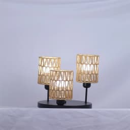 Woven Rattan Chandelier 3-Light Boho Ceiling Lamp Semi Flush Mount Lighting for Dining Kitchen Hallway Office Decor