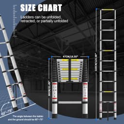 10.5Ft 3.2M Extendable Alminium Ladders Telescopic Folding Extending Portable 11 Steps Loft Extension Ladder