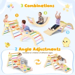7-in-1 Toddler Climbing Frame Playground Indoor Play Gym Wooden Slide For Kids Training Baby